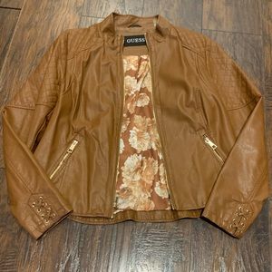 Guess Faux Leather Jacket - Cognac - XL